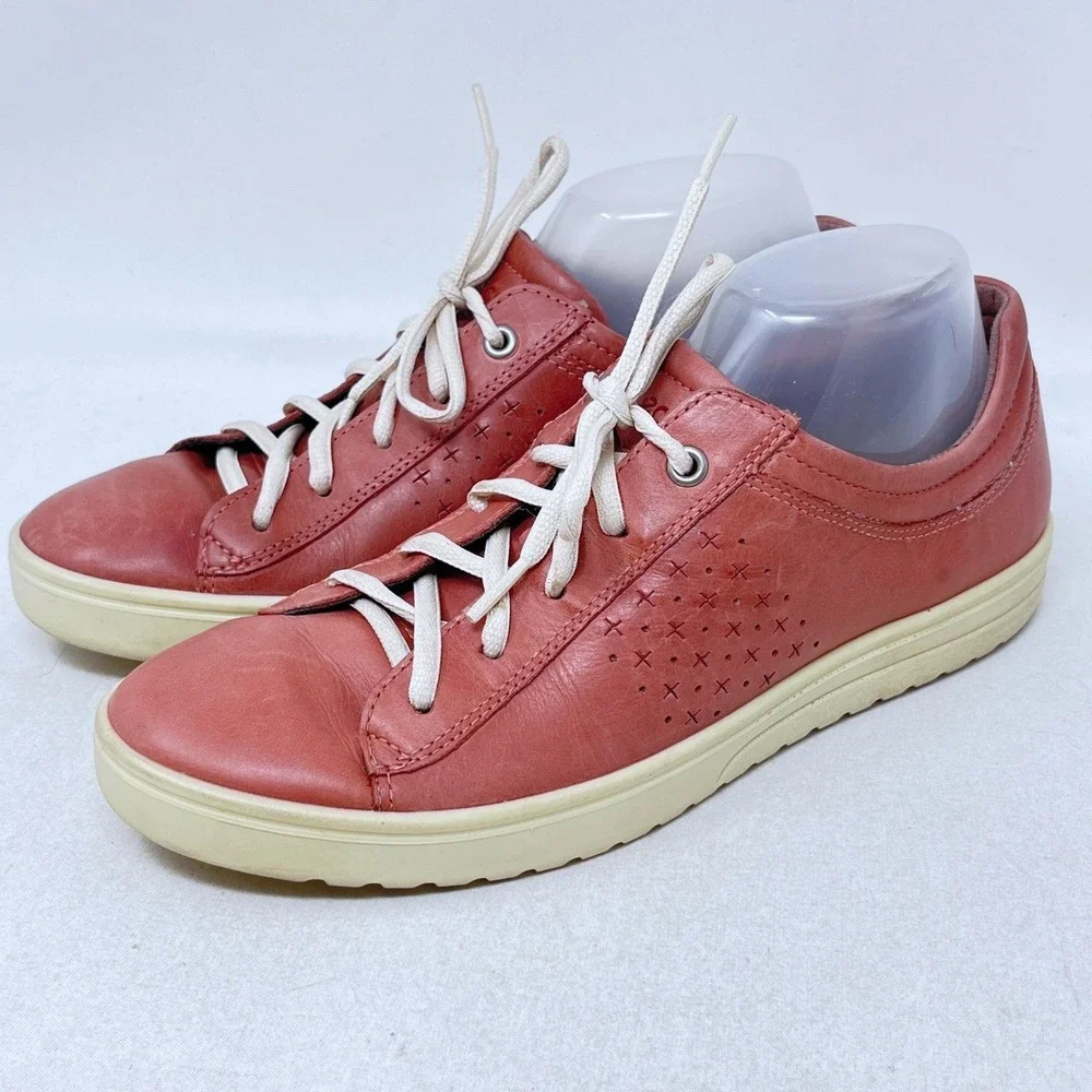 ECCO Womens Size 41‎ / 10 US Rose Pink Leather Lace Up Sneakers Indie Boho Chic
